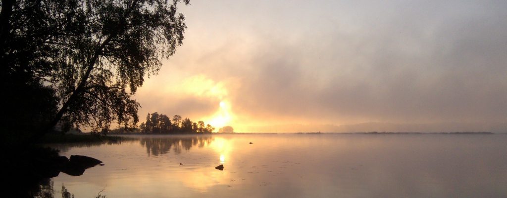Åsnen Sunrise Åsnen Åsnen Steine Felsen Zander motorboot Angeln Trolling